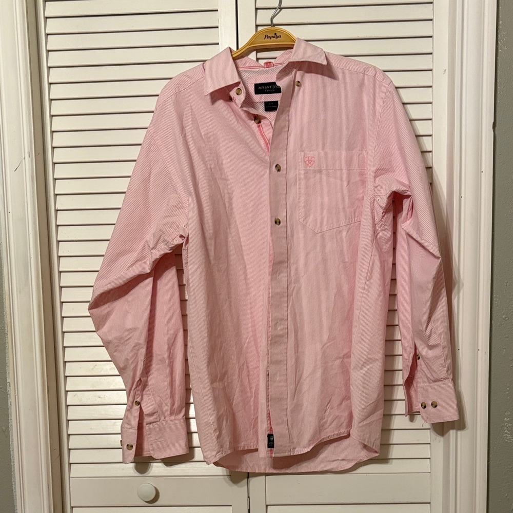 Ariat  Men’s Pink Long-Sleeve Button-Down Shirt
